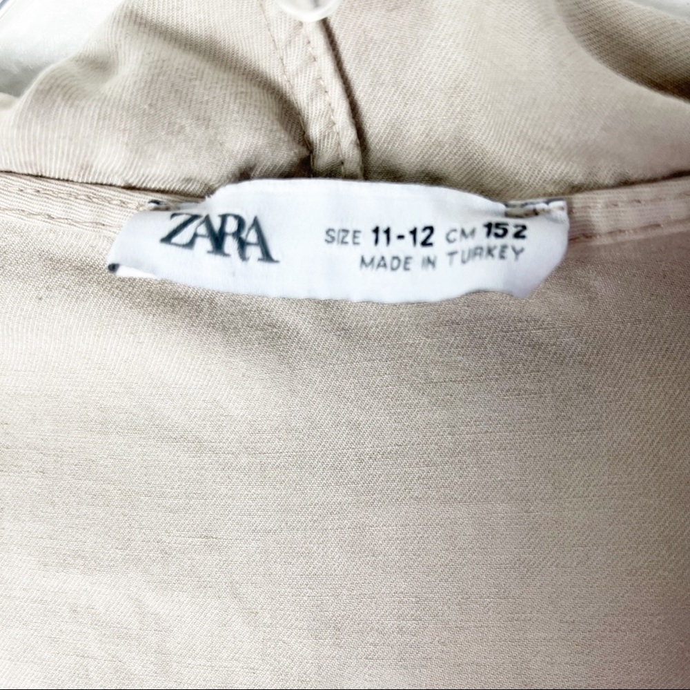 ZARA Cream 100% Cotton Utility Snap Button Closure Hoodie Jumpsuit, Size 12 Boho - Picture 3 of 12